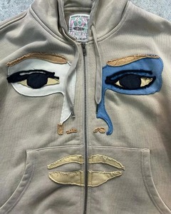 Sweat-shirts à capuche zippés pour hommes, coupe ajustée, respirants, séchage rapide, effet délavé, patchwork appliqué, style Y2K vintage hip-hop - Product Image 5