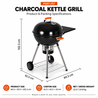 Barbecue portable au charbon de bois avec table latérale, cendrier, aération réglable, roues et support inférieur pour patio, jardin, pique-nique
