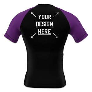 Custom Logo Mens BJJ MMA Rash Guard Short Sleeve Breathable Spandex/Polyester High-Performance Fitness <b>Swim</b> Training <b>Shirts</b> - Product Image 4