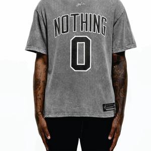 T-shirt moderne délavé à l'acide pour hommes, maillot de haute qualité, couleur personnalisée, anti-rétrécissement avec logo sur le devant, tarif de gros - Product Image 5