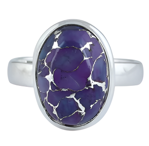 Anillo de Plata de Ley 925 unisex, piedra preciosa turquesa de cobre púrpura ovalada de moda para fiesta de compromiso de boda, ¡gran idea de regalo! - Product Image 6