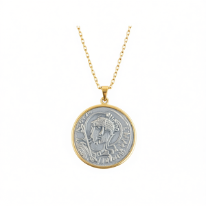 Collar con Colgante de Diseño de Moneda Antigua, Chapado en Oro y Plata, para un Elegante Atractivo de Reventa - Product Image 3