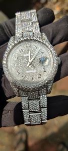 Reloj personalizado de acero inoxidable con esfera de 41mm para hombre, reloj automático con pavé completo, indicador de fecha, moissanita iculada de lujo, Hip Hop, 20mm - Product Image 2