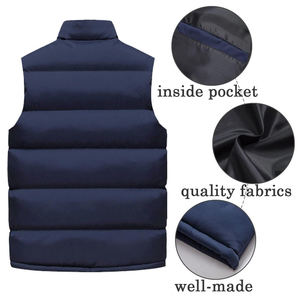 Gran oferta de chalecos acolchados cálidos para hombre, chaleco ligero con cuello levantado, ropa de abrigo de Color azul marino, chaleco acolchado, chaqueta sin mangas con cremallera - Product Image 2