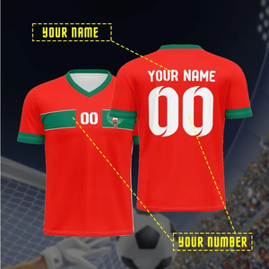 Maillot de football classique à col en V personnalisé pour bébé, homme et femme, maillot de sport 3D, à séchage rapide, manches courtes, pull, tenues assorties pour la famille - Product Image 6