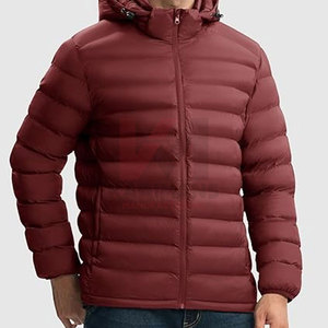 Mens Hooded Water Resistant Puffer Jacket Detachable Hood Lightweight Winter <b>Coat</b> Pockets Elastic Cuffs Adjustable Hem - Product Image 4