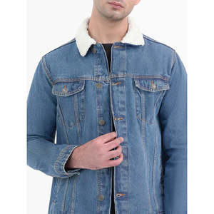 Veste en jean décontractée à coupe classique avec doublure en sherpa, décoration boutonnée, 100 % coton, lavable, faible MOQ - Product Image 4