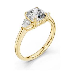 Bague en diamant de laboratoire taille coussin et taille triligne 2,09 CT VVSVS EF CVD Or 18K, 14K, 10K et Argent 925 Or rose, Or jaune, Or blanc - Product Image 4