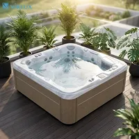 VIRLUX V1002 Spa de Luxe en Acrylique pour 6 Personnes, Jacuzzi Extérieur avec Éclairage LED sur la Ligne d'Eau, 56 Jets, Bain à Remous Massant