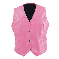 HMB-3191C femmes gilet en cuir rose décoration Vintage à la mode Style extérieur sans manches hiver moto vêtements de vélo