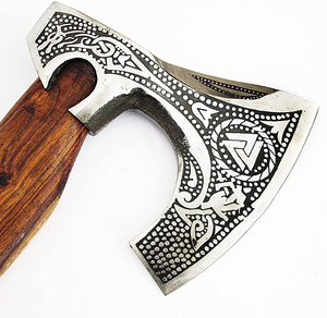 Wholesale Customized Bulk Orders OEM ODM Service Handmade <b>Axe</b> High Carbon Steel <b>Axe</b> with Ash Wood Handle and Fine Leather Sheath - Product Image 3