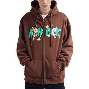 Sudadera con capucha de algodón y poliéster grueso con logotipo personalizado 3D para hombre bordado liso teñido de gran tamaño para hombre y mujer - Product Image 1