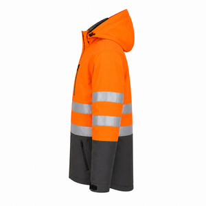 Veste de sécurité réfléchissante haute visibilité orange graphite résistante à l'eau avec capuche pour adulte, vêtements de travail, vente en gros personnalisée, OEM ODM, usine - Product Image 4