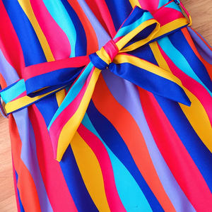 Vestido Casual de Verano para Niñas, Moderno, Liso, Estampado, Transpirable, de Satén/Seda, en Existencia de Fábrica - Product Image 4