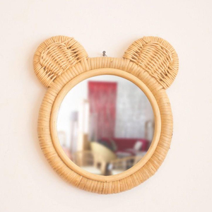 Meilleure vente miroir en rotin lapin, miroir en forme d'animal, miroir mural en rotin pour la décoration de la maison fait à la main au vietnam - Product Image 1