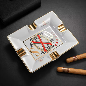 Arturo Fuente Opus X Europe элегантная квадратная Глянцевая керамическая пепельница с большими канавками для сигар с 4 крышками для помещений - Product Image 2