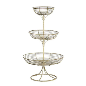 Panier à 2 niveaux en fil métallique plaqué argent, panier à fruits en métal forgé, panier à ustensiles de cuisine, panier polyvalent - Product Image 2