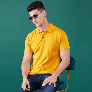 เสื้อยืดโปโลสำหรับผู้ชายเสื้อกอล์ฟผ้าคอตตอนกันตกป้องกันการหดตัวคอเสื้อพับ100% - Product Image 5