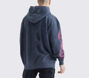 เสื้อฮู้ดดี้ผ้าฝ้าย 100% ผลิตในปากีสถาน ลวดลายย้อมสีแบบ Autumn Acid Wash รับสกรีนโลโก้ด้วยระบบดิจิทัล เสื้อสวมหัวลำลองสำหรับผู้ชาย - Product Image 2