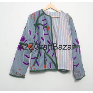 Handmade Embroidered Velvet <b>Women's</b> Winter <b>Jacket</b> Breathable Artisan Crafted Ethnic Wear <b>for</b> Autumn <b>Weddings</b> Party Events - Product Image 6