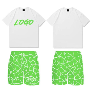 Custom Cotton <b>Tshirts</b> and Sublimation Print Mesh Shorts Men Casual Two Piece Shorts Set Fashion Tracksuit for Men - Product Image 5