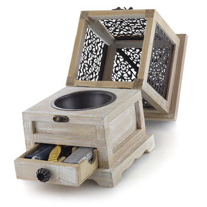 Quemador de incienso de madera Quemador Bakhoor con acabado rústico para el hogar - Product Image 1