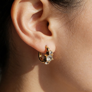 Orecchini Pendenti in Acciaio Inossidabile Unisex, Gioielli Vintage con Zirconi in Oro e Argento, Moda Cinese - Product Image 3