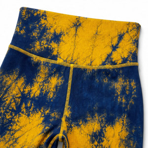 Conjunto Deportivo de Dos Piezas para Mujer, Top Corto Amarillo y Azul, Material Spandex Sin Costuras, Elástico en Cuatro Direcciones, Transpirable - Product Image 6