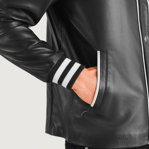 Chaquetas Universitarias Vintage con Parches de Letras, Bordes Acanalados y Cuerpo de Lana Resistente para un Look Deportivo Retro Atrevido - Product Image 6