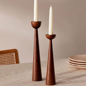 Juego de Portavelas Cónicos de Madera Oscura, Altos y Delgados, Decoración Artesanal, Candelabros para Centro de Mesa de Comedor, Bodas, Artesanos - Product Image 1