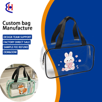 Sac transparent en PVC approuvé pour les stades, motif dessin animé, avec poignée souple, fermeture éclair fluide, grande capacité, écologique, imperméable, pliable, pour usage quotidien