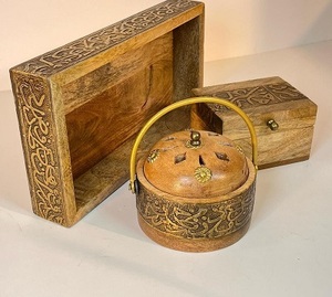 Handcrafted Luxury Wooden Incense Sticks Burner Brass Incense Holders Arabic Household <b>Fragrance</b> Burners Bakhoor Holder - Product Image 1