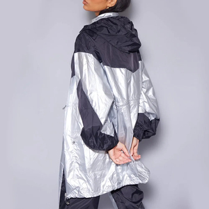 Survêtement d'hiver 2 pièces pour femme avec logo personnalisé, en nylon réfléchissant de haute qualité, coupe-vent, avec fermeture éclair - Product Image 4