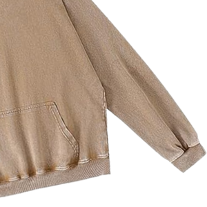 Sweat-shirt à capuche beige délavé à l'acide, coupe ample, look vintage, en molleton de coton doux, streetwear, vêtement d'hiver - Product Image 6