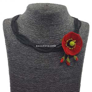 Iğne Oyası Sarıl Bana Gelincik Kolye Collar de moda con diseño llamativo - Product Image 1