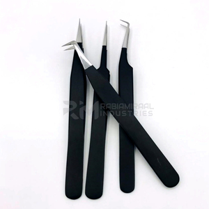 RMI pince à cils personnalisée pince à épiler enduite de poudre noire avec points de couleur argentée poignée tous les types de pince à épiler à 90 degrés - Product Image 3