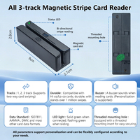Pembaca Kartu Magnetik 3-Slot Hi-Co/Lo-Co dengan Indikator LED dan Buzzer, Antarmuka USB, Sesuai Standar ISO7811 AAMVA DMV