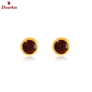 Boucles d'oreilles simples en argent sterling 925 plaqué or goujons de pierres précieuses en grenat naturel pour cadeau de fête d'anniversaire de mariage de fiançailles - Product Image 2