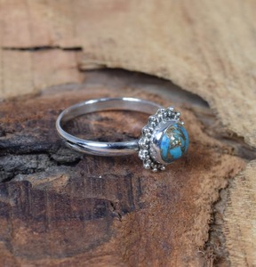 Anillo de piedras preciosas turquesa de Plata de Ley 925 estilo bohemio hecho a mano, regalo de joyería de boda para mujeres y niñas - Product Image 4