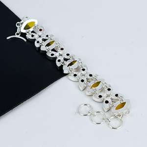 Citrine & Red Garnet Gemstone Handmade 925 Sterling <b>Silver</b> Bracelet Antique Bracelet Garnet Jewelry For Gifts Bracelet For <b>Women</b> - Product Image 2