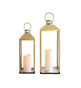 Linterna de vela de hierro y Metal de diseño moderno, acabado en oro antiguo, decoración elegante moderna, linternas colgantes hechas a mano - Product Image 3