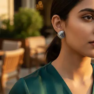 Pendientes de Plata de Moda con Gemas Azules, Cobre y Latón para Uso Diario, Fiestas, Religiosos, Geométricos, Florales, Perla y Diamante para Mujer - Product Image 1