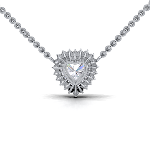 Collar con Colgante de Doble Halo de Diamante Cultivado en Laboratorio en Forma de Corazón de 1 Quilate de Lujo en Plata de Ley 925 Sólida, Joyería de Diseño para Novia - Product Image 2