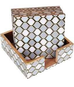 Posavasos de bebida rectangulares de madera hechos a mano artísticos, mesa de Bar de lujo duradera ecológica de estilo clásico con estampado esmaltado - Product Image 1