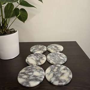 Natural Calacatta Viola Marble Drink <b>Coaster</b> With <b>Cork</b> Back Modern Home Decor For Kitchen And Living Room - Product Image 5