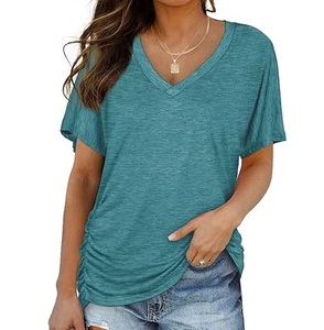 Camiseta de Algodón 100% con Cuello en V, Manga Corta y Transpirable, Corte Regular, Fabricación Personalizada OEM ODM al por Mayor - Product Image 1