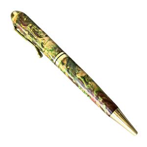 Stylo à bille en bois stabilisé fait main de luxe, largeur d'écriture 0,7 mm, cadeau d'affaires de bureau, souvenir de mariage, aquamarine - Product Image 5