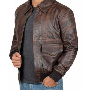 Chaqueta de Cuero de Moda Personalizada de Primera Calidad, Chaqueta de Cuero Genuino Hecha a Mano para Hombre, Color Marrón Oscuro Encerado - Product Image 3