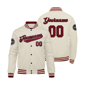 Veste universitaire en laine et cuir à manches courtes aspect rétro patchs personnalisés brodés à col montant et logo sur le devant Placement-MCACVJ36 - Product Image 1