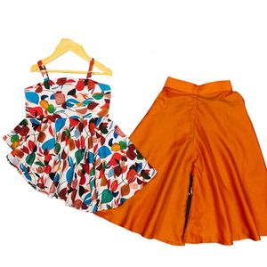 Conjunto de Túnica Asimétrica Floral y Pantalones Palazzo de Pierna Ancha para Niñas de Shoryam Fashion |   Ropa Tradicional India para Fiestas Infantiles, Traje Étnico Festivo - Product Image 5